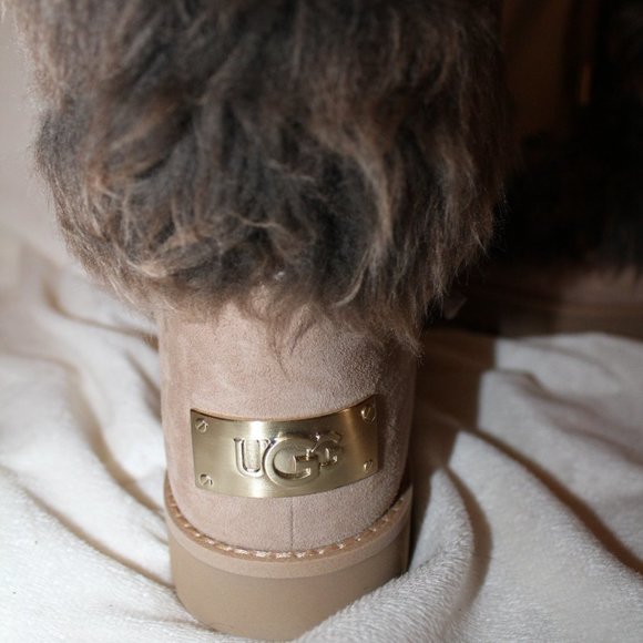 NIB UGG TALL POSH‎ FUR SUEDE LIMITED BOOTS BEACHWOOD BROWN TAN - Picture 5 of 9